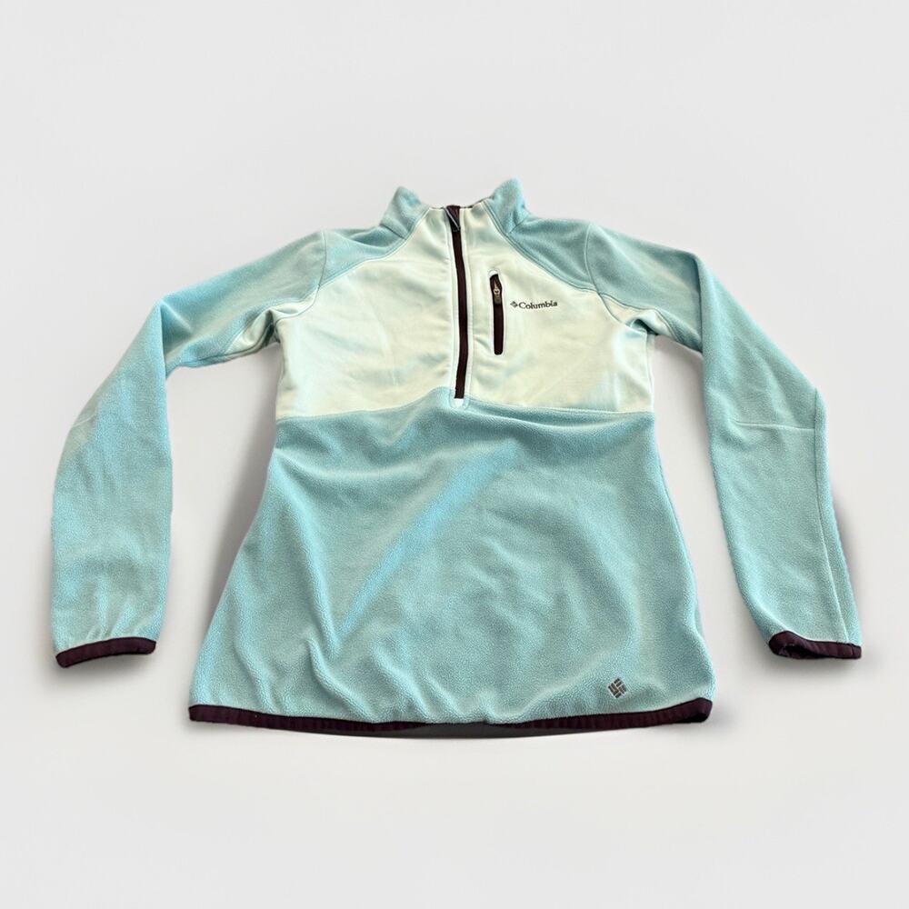 Columbia Womens Omni Heat Thermal Comfort 1/2 Zip Blue Fleece Jacket Size XS